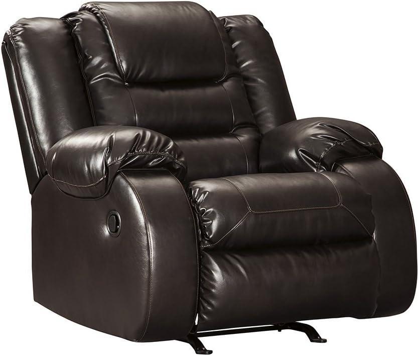 Chocolate Faux Leather Traditional Recliner with Metal Frame