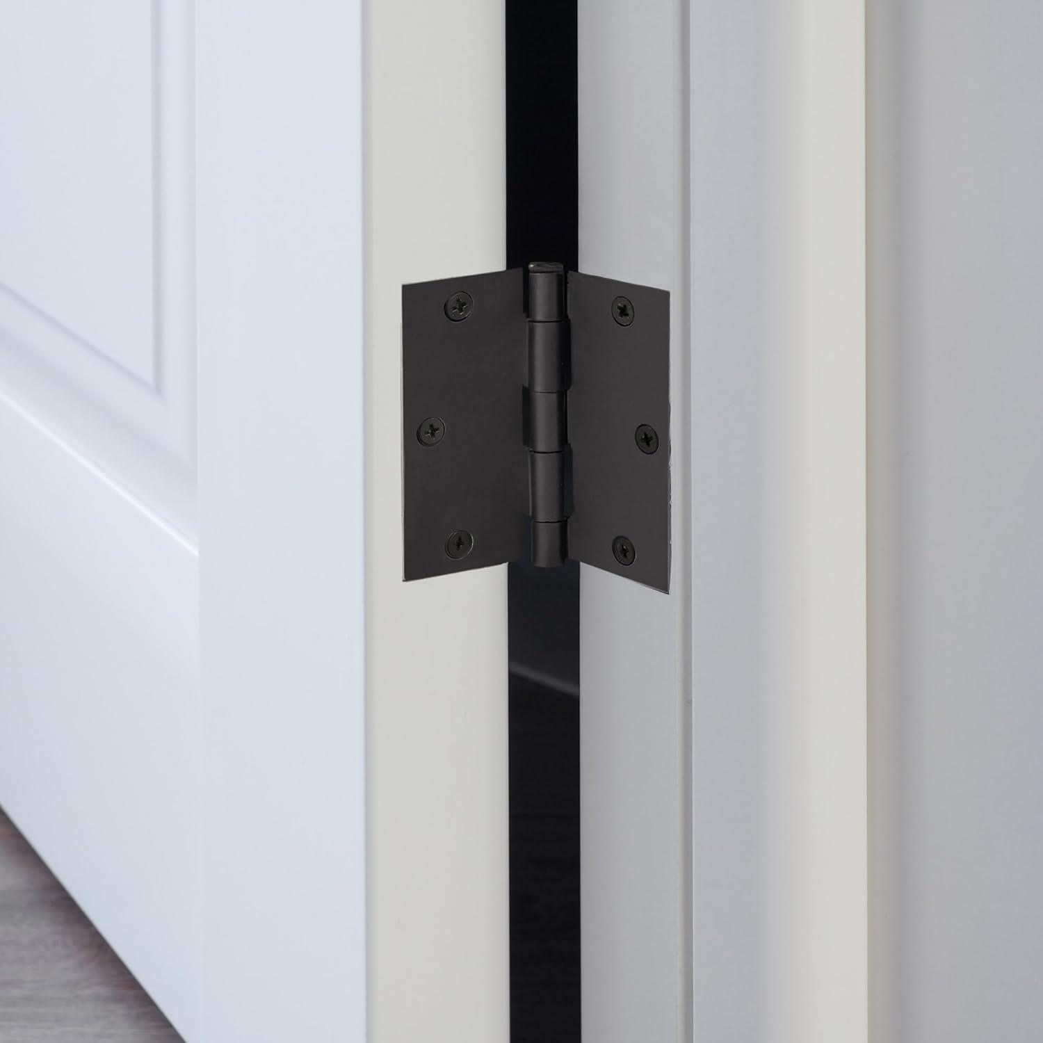 Matte Black Steel Square Corner Door Hinges 3-Pack