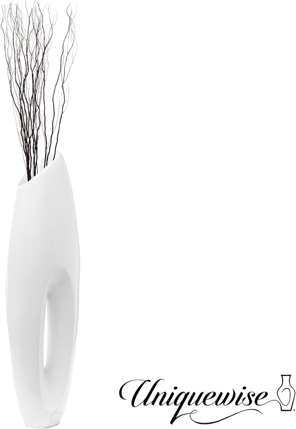 Elegant White Magnesium Oxide 40-inch Decorative Floor Vase