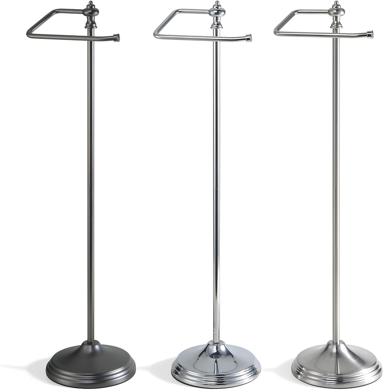 Chrome Free Standing Toilet Paper Holder with Reserve Function