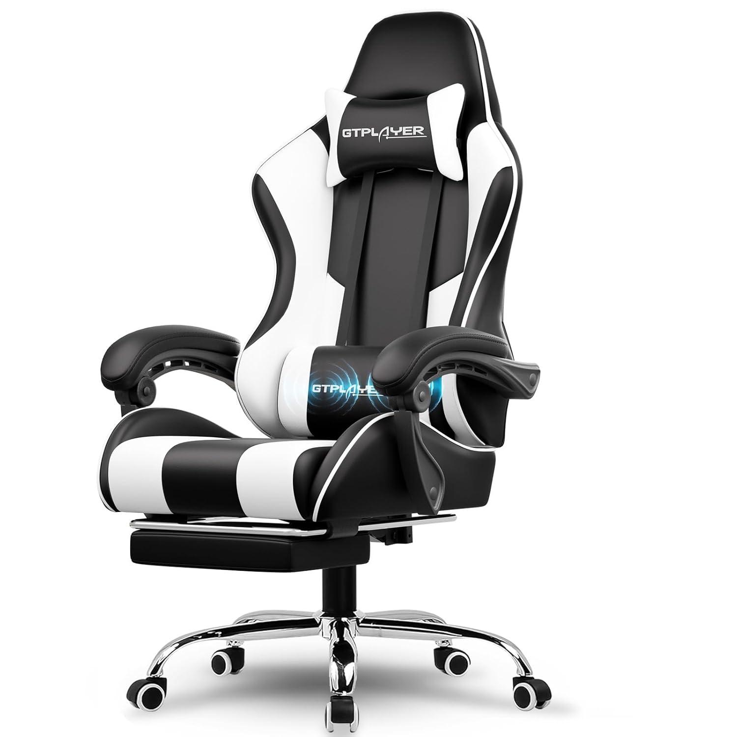 Anadea Anadea Adjustable Reclining Ergonomic Faux Leather Swiveling PC & Racing Game Chair with Footrest