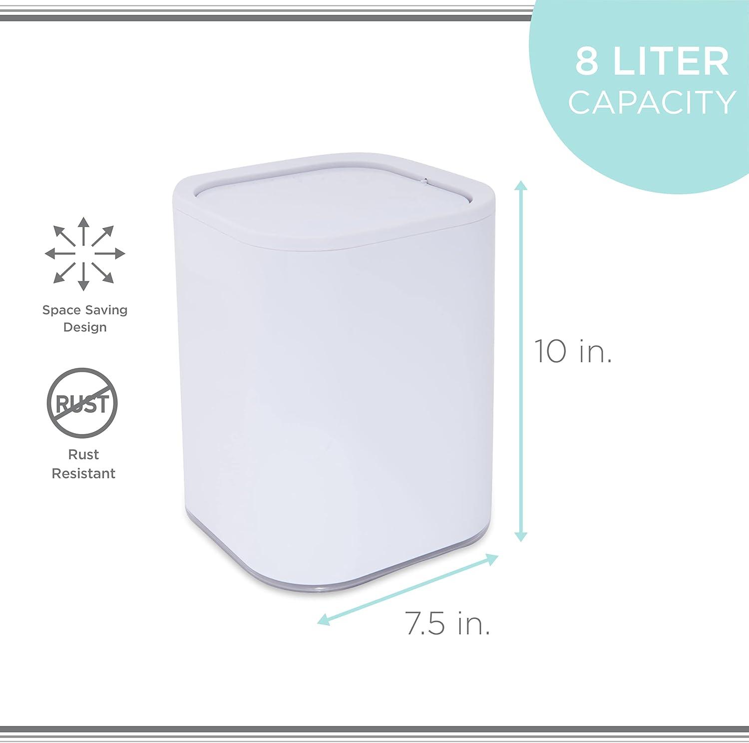 Acrylic Square with Rounded Edges Bathroom Waste Basket White - Bath Bliss