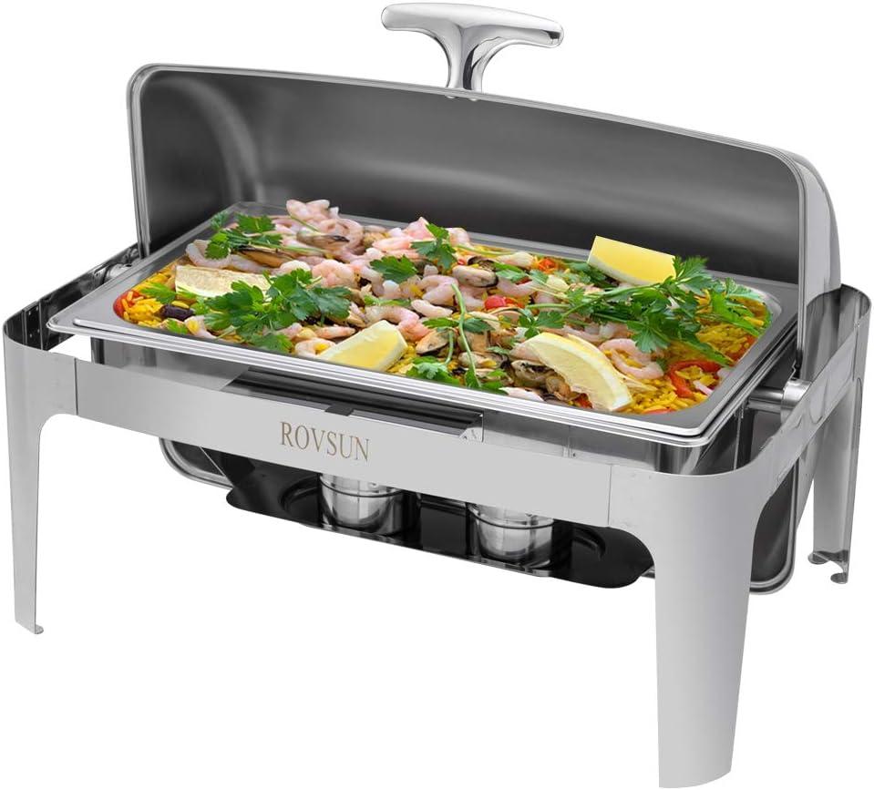 ROVSUN Roll Top Silver Stainless Steel Chafing Dish Buffet Set