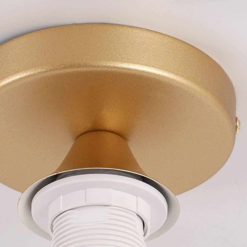 Gold Semi Flush Mount Ceiling Light with White Glass Globe