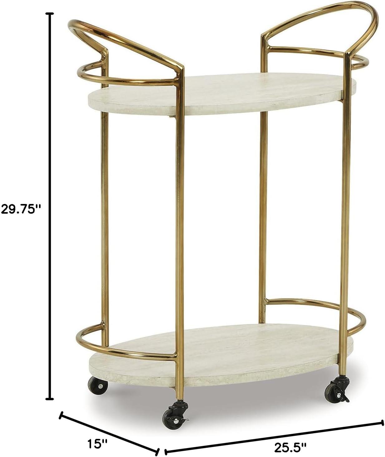 Signature Design by Ashley Casual Tarica Bar Cart  Cream/Gold Finish