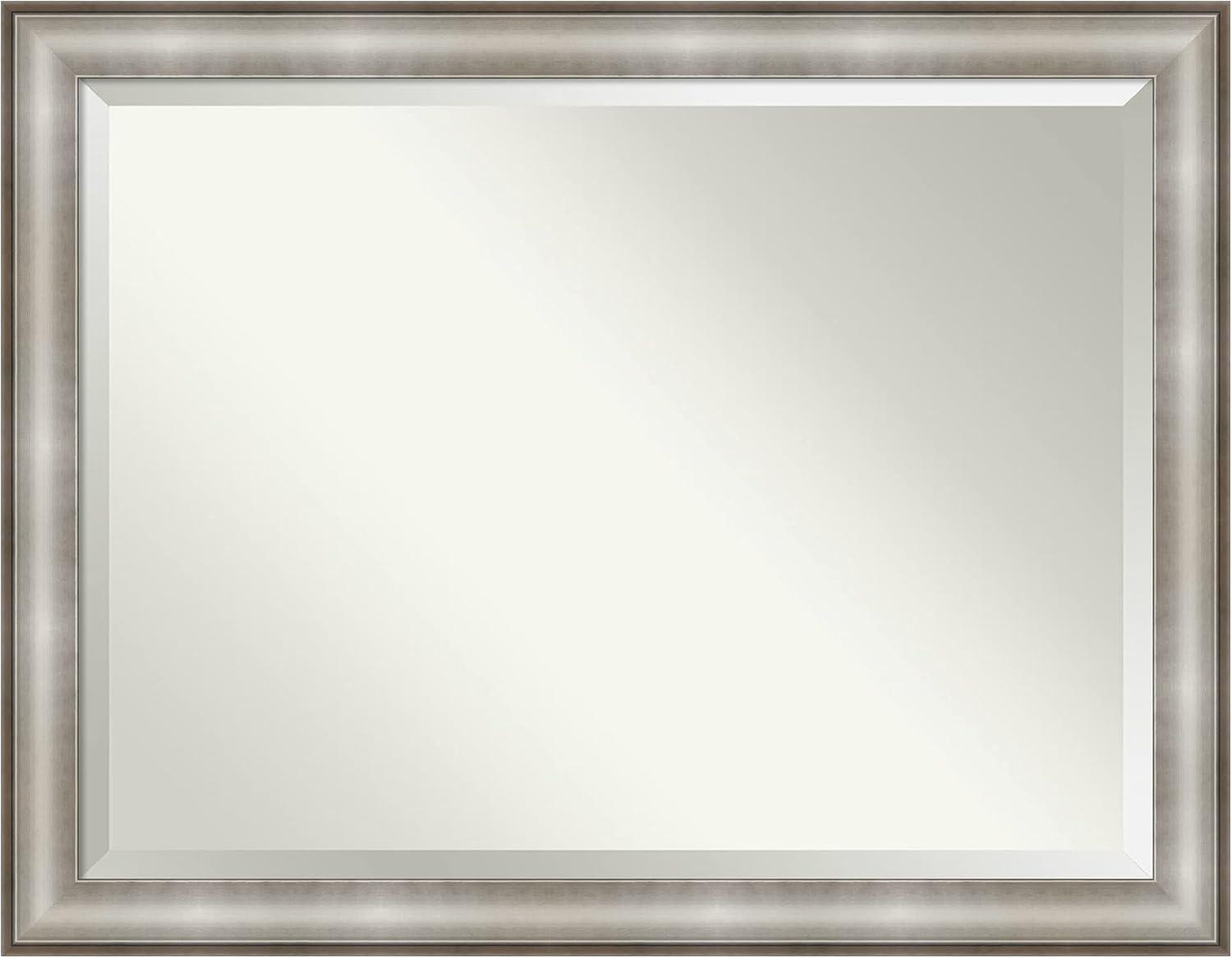 46" x 36" Parlor Framed Wall Mirror Silver - Amanti Art: Modern Beveled, No Assembly Required