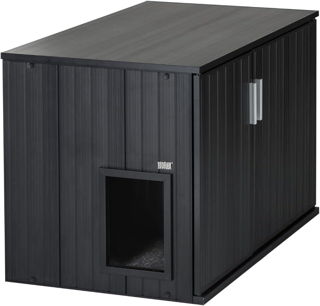 New Age Pet® ECOFLEX® Promax Litter Loo® Litter Box Enclosure Table, Espresso Black - Durable Wood Plastic Composite Cat Litter Box Furniture with No-Track Litter Mat, Easy Clean, Quick Assembly