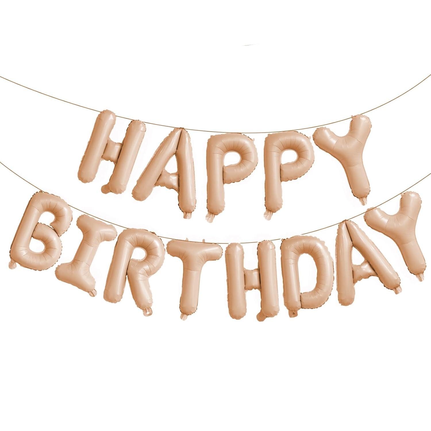 comerut 16inch Happy Birthday Letter Aluminum Foil Balloons Decoration Party Supplies