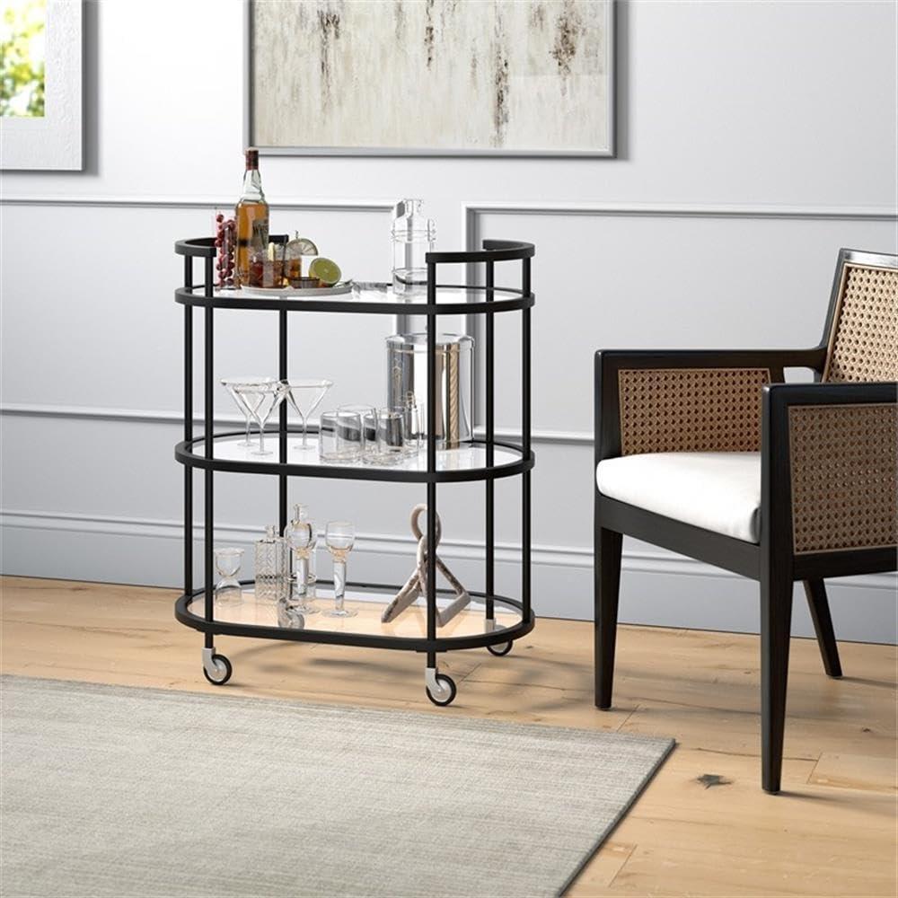 Henn&Hart 30" Blackened Bronze Metal/Glass Bar Cart