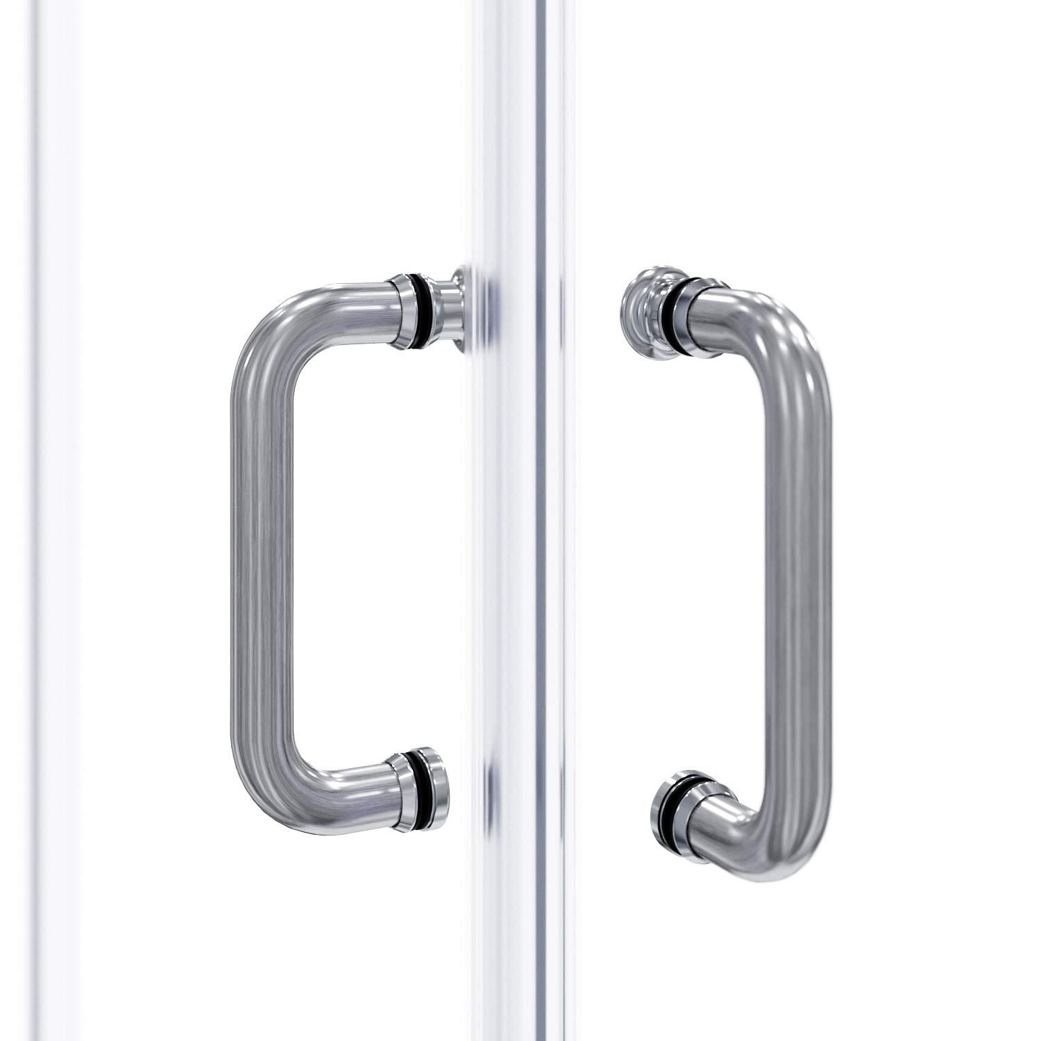 ELEGANT Corner Shower Enclosure Sliding Door 34'' D x 34'' W x 72'' H Double Sliding Shower Doors 1/4 in.Clear Glass French Corner Enclosure,Brushed Nickel (Shower Base No Included)