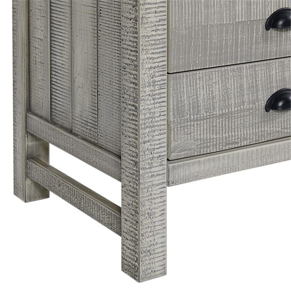 Windsor 2-Drawer Wood Nightstand for Kids Bedroom - Rustic Painted Finish, Metal Glides, Open Shelf Storage, Pine Wood Construction, 22 in. W x 17 in. D x 25 in. H, Distressed Look