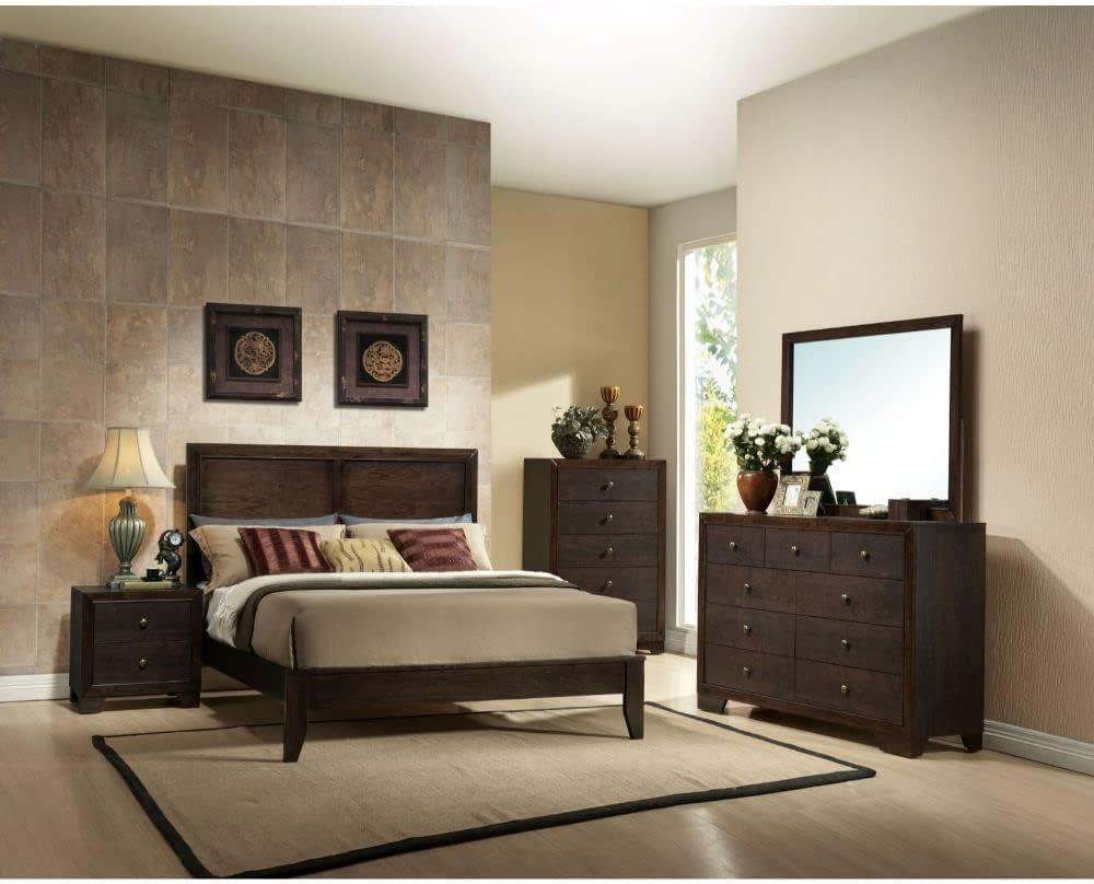 Acme Furniture Madison Queen Panel Bed in Espresso Rubberwood, Multiple Sizes