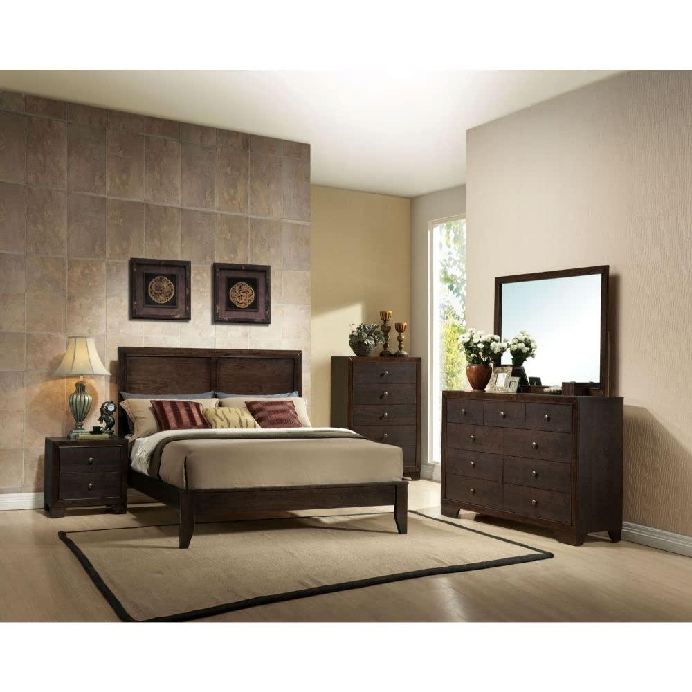 Acme Furniture Madison Queen Panel Bed in Espresso Rubberwood, Multiple Sizes