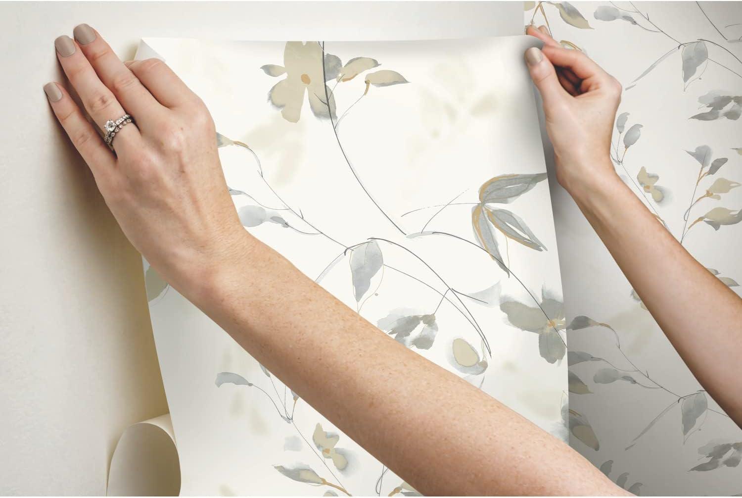 Soft Neutral Linden Flower Peel and Stick Wallpaper