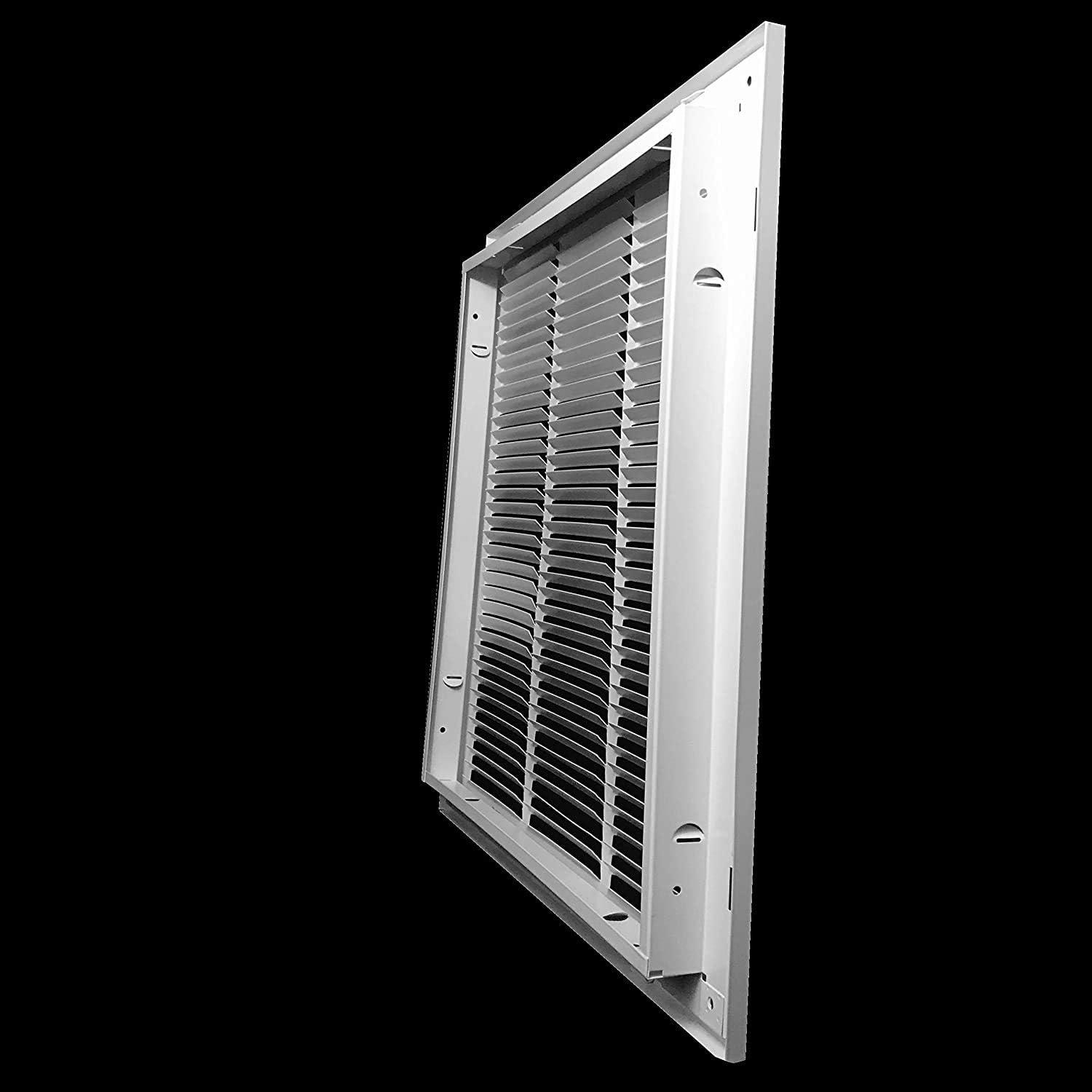 14x14 White Steel Return Air Filter Grille with Fixed Hinges