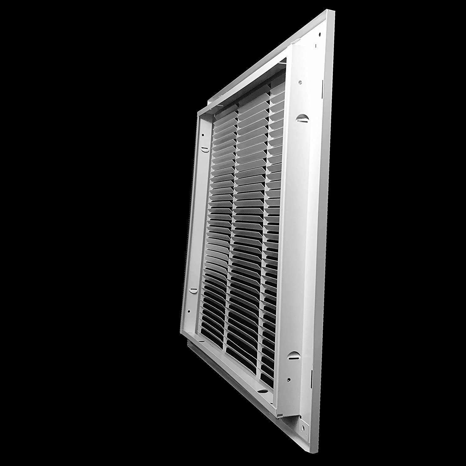 14x14 White Steel Return Air Filter Grille with Fixed Hinges