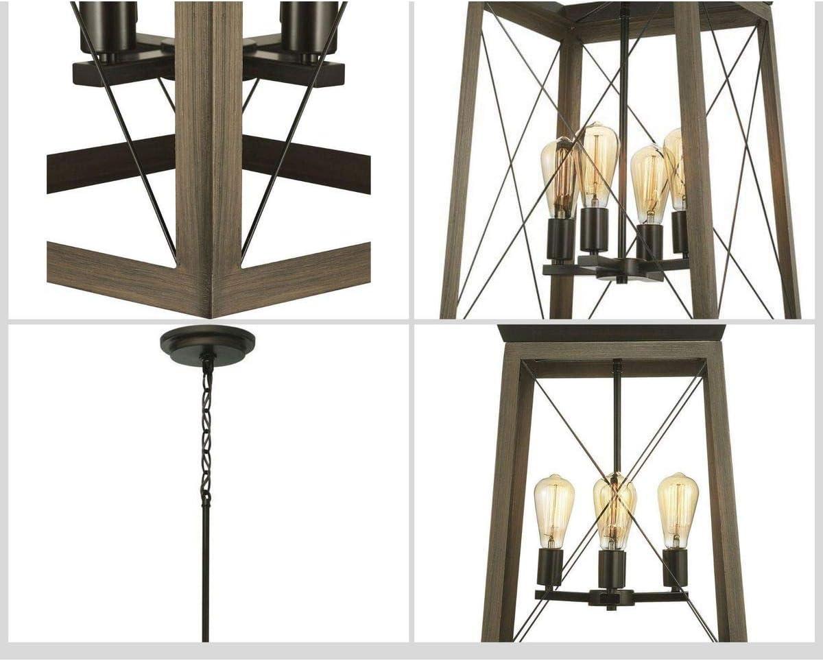 Progress Lighting Briarwood 4-Light Foyer Pendant, Antique Bronze Finish, Vintage-Style Bulbs, Steel Material