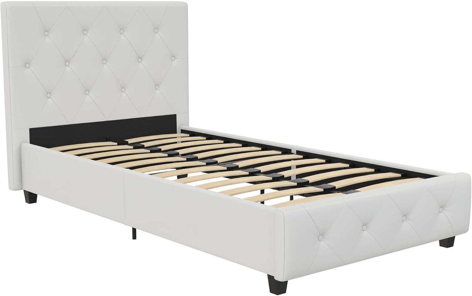 DHP Dakota Upholstered Platform Bed, Twin, White