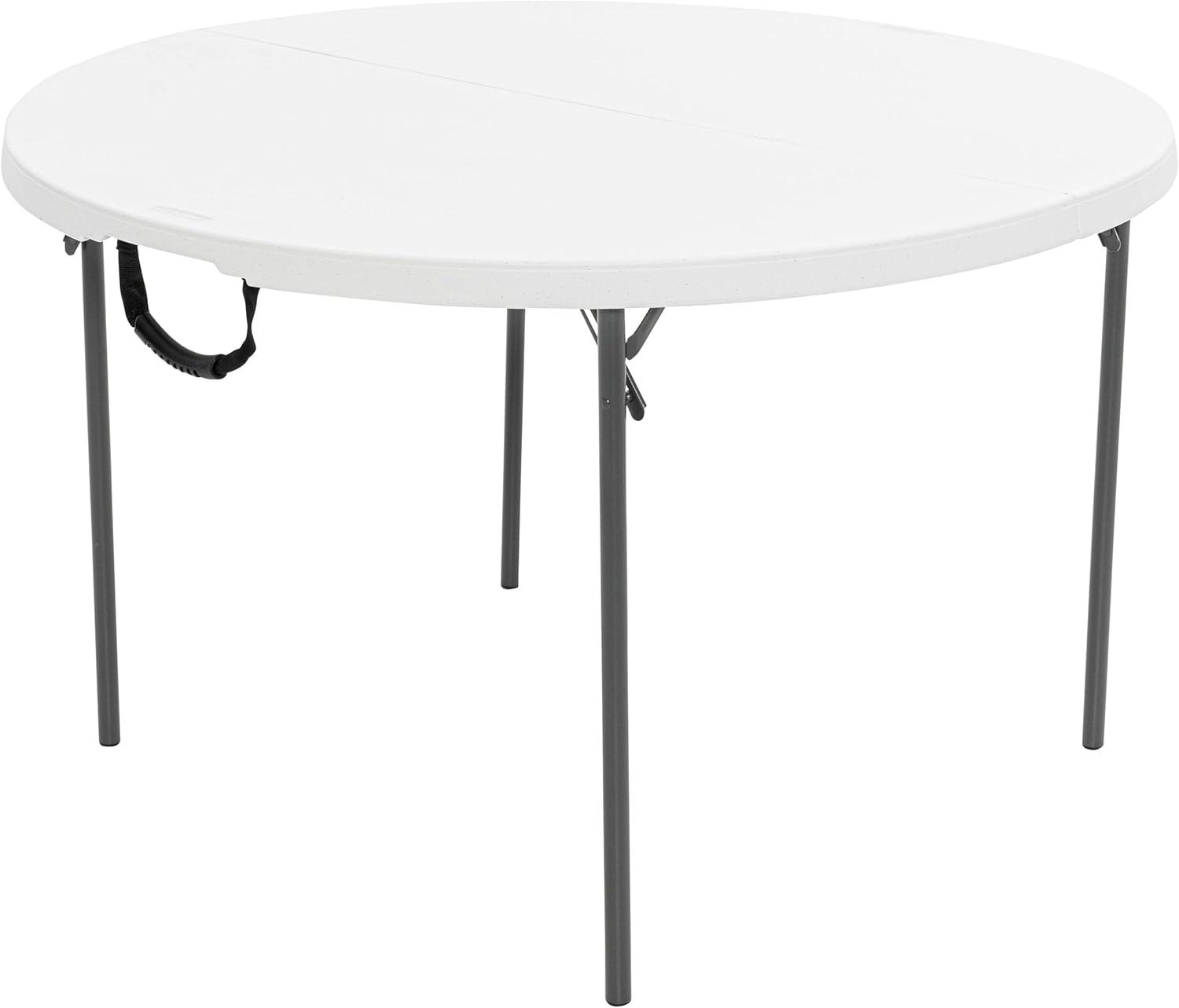 Lifetime 48 inch Round Fold-in-Half Table, Indoor/Outdoor Essential, White Granite (280064)