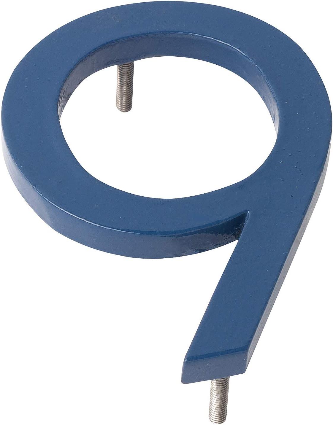Montague Metal Products MHN-04-F-SB1-9 Solid Brushed Aluminum Modern Floating Address House Numbers, 4", Powder Coated Sea Blue