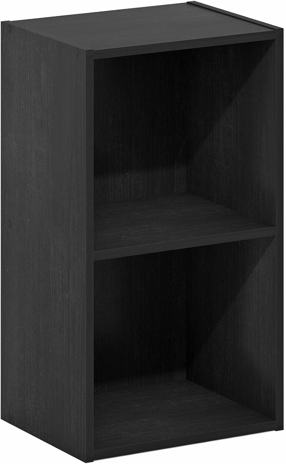 Black 2-Tier Composite Wood Cube Bookcase