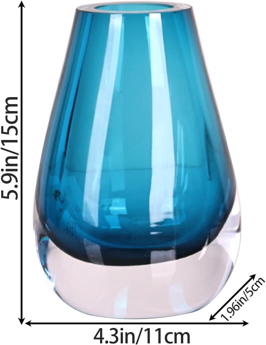 Hand Blown Blue Glass Bud Vase for Table