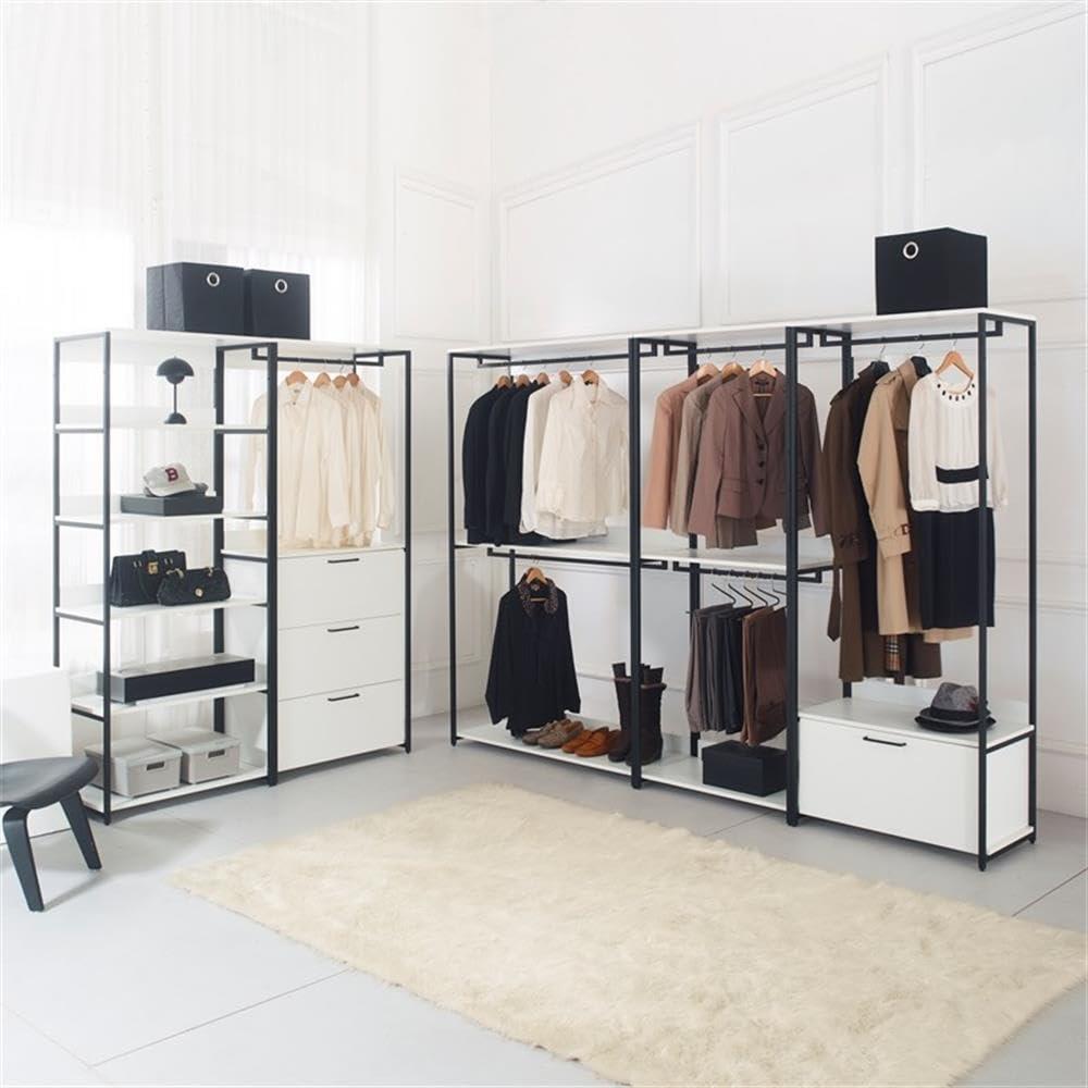 Fiona Wood and Metal Walk-in Closet with Three Drawers