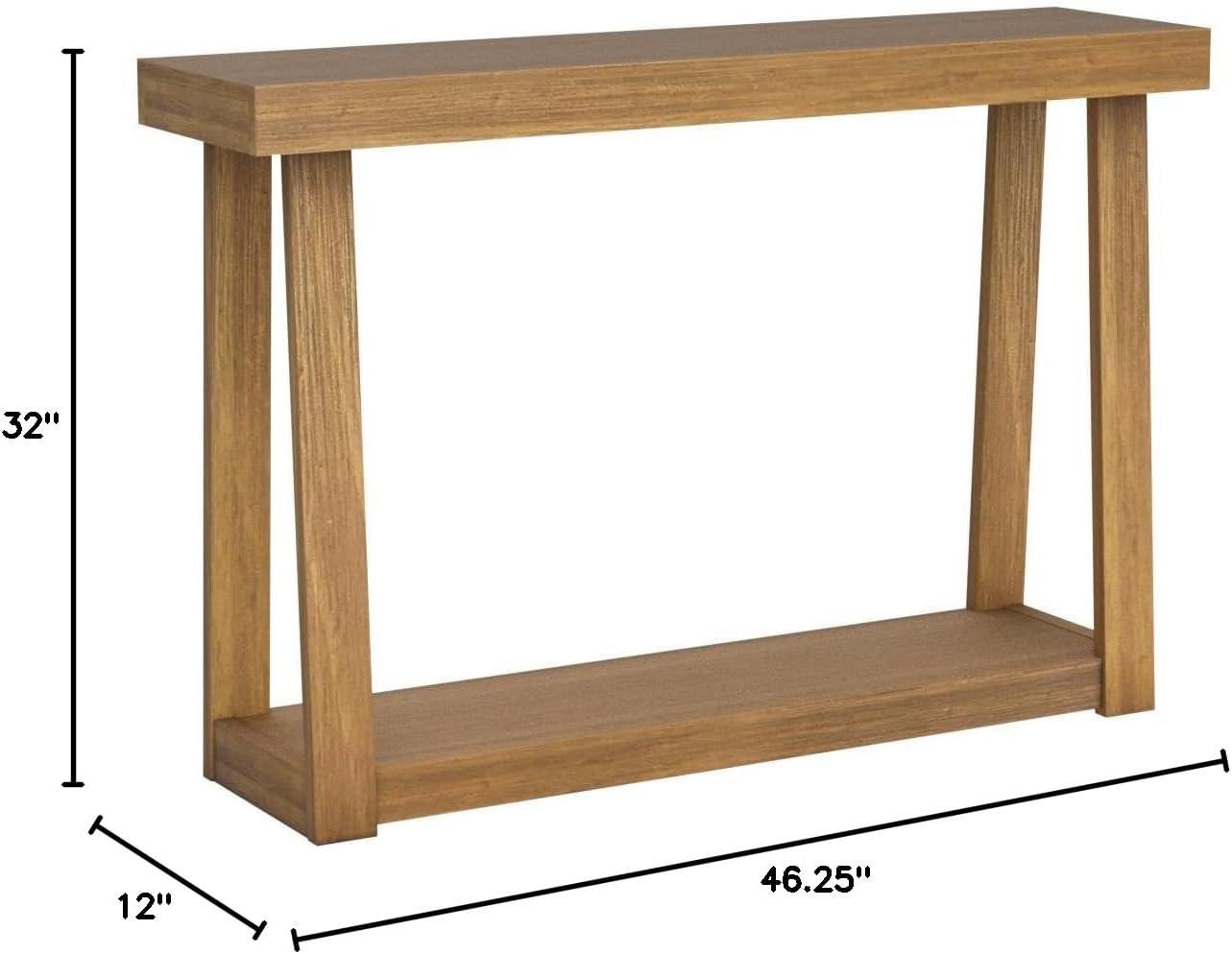 Plank+Beam 46" Solid Wood Console Table with Storage, Sofa Table with Shelf, Narrow Entryway Table for Hallway, Pecan