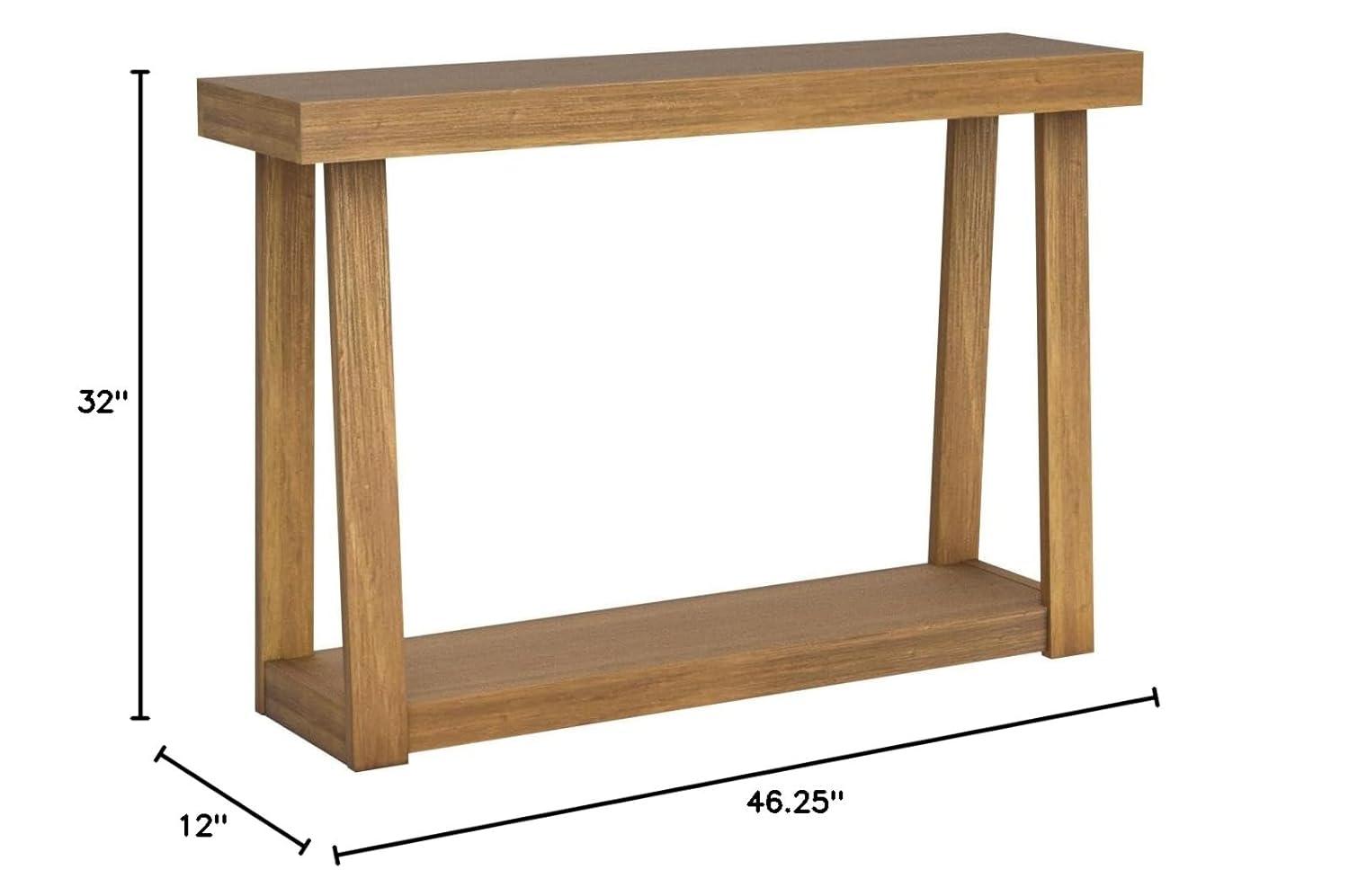 Plank+Beam 46" Solid Wood Console Table with Storage, Sofa Table with Shelf, Narrow Entryway Table for Hallway, Pecan