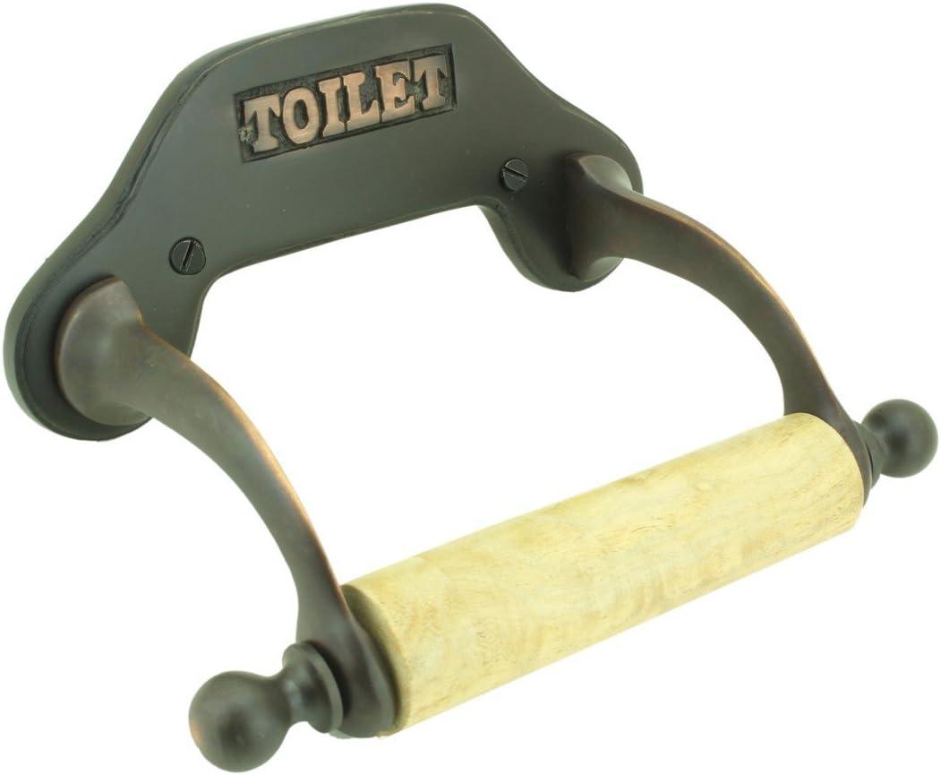 Oil Rubbed Bronze and Wood Wall Mounted Toilet Paper Holder