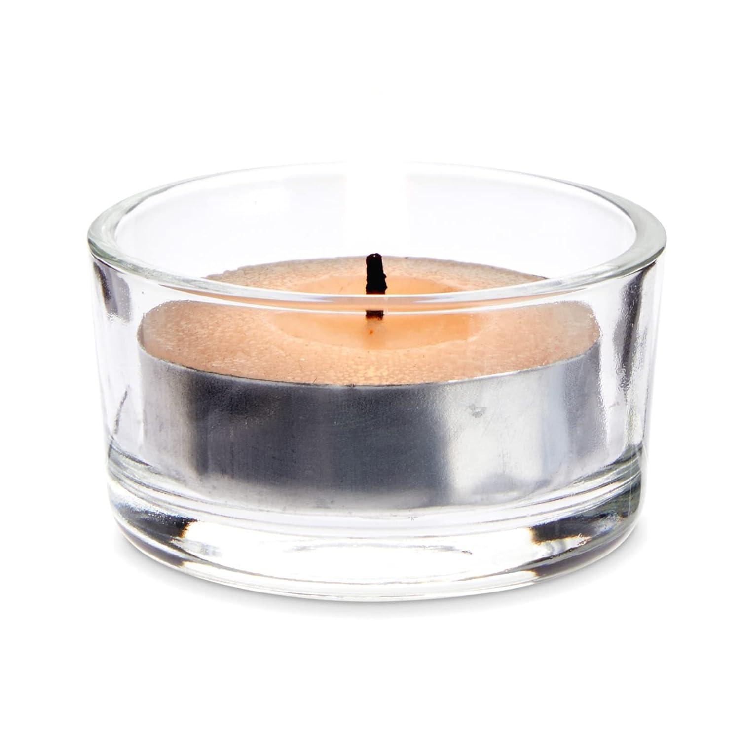 Juvale 24 Pack Clear Glass Short Tealight Candle Holders for Table Centerpieces, Wedding Receptions, Party Decorations, Restaurant Tables, 1 x 2 In