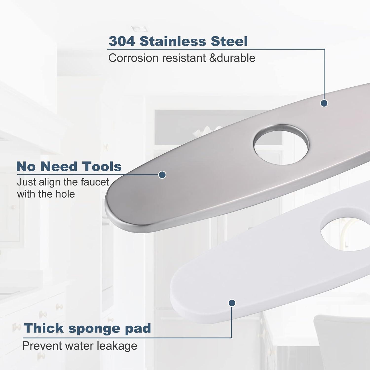 10-Inch Escutcheon Hole Covers In Stainless Steel , Suitable For 1 Or 3-Hole Bathroom Or Kitchen Sink Faucets