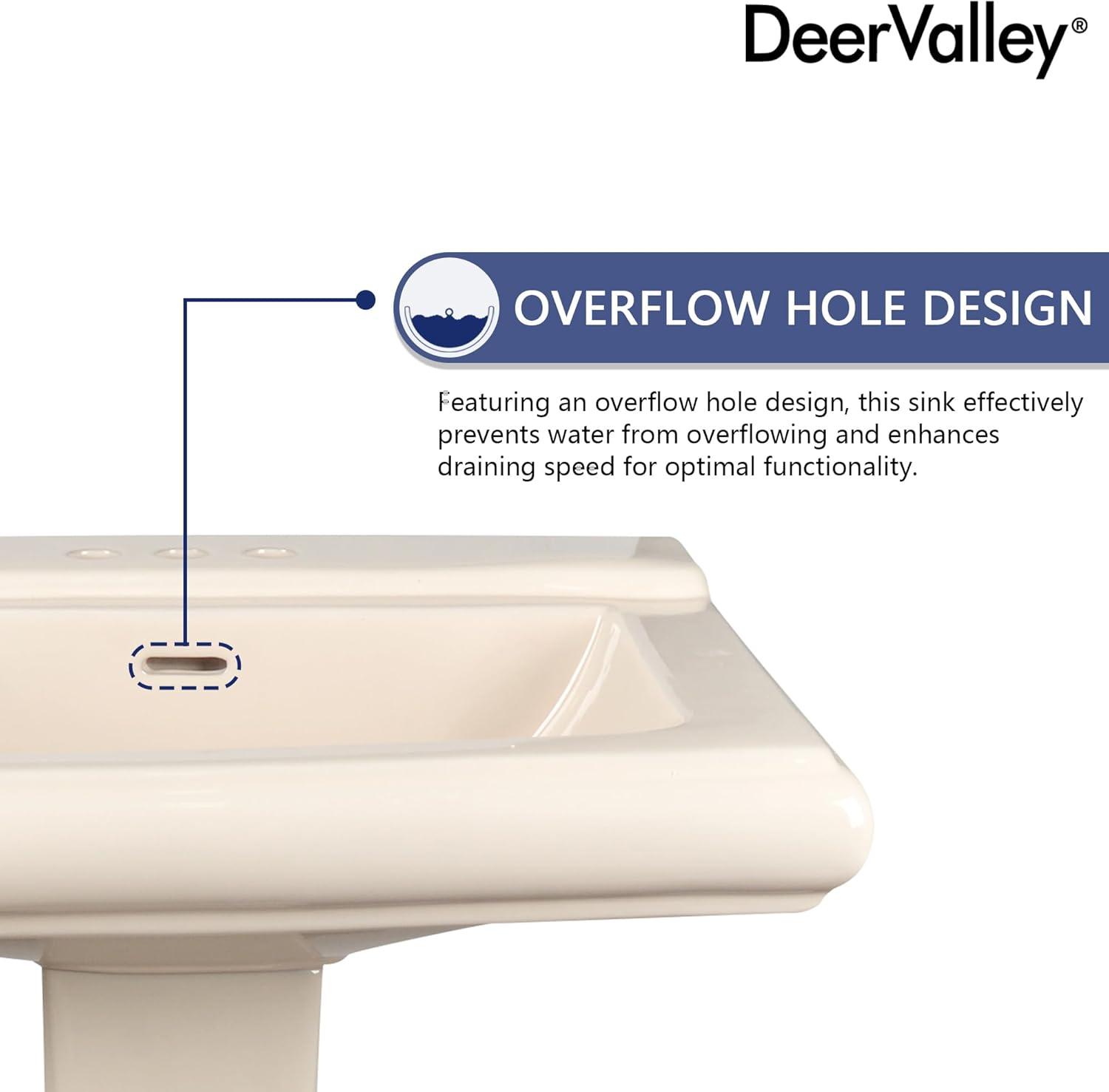 Apex 34" Tall Rectangular Vitreous China Pedestal Bathroom Sink with Overflow