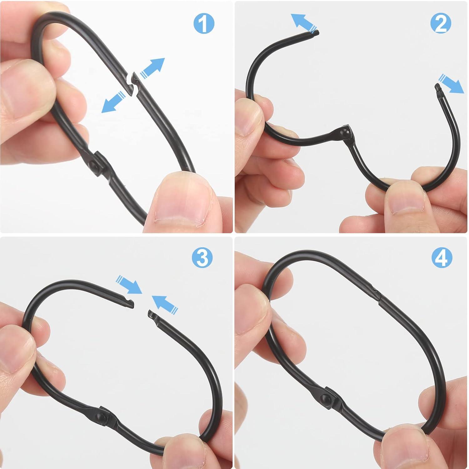 OUMIKEJI 12 Pcs Shower Curtain Hooks, Oval Snap Shower Rings For Curtain, Metal Black Shower Curtain Rings Rust Proof, Glide Smoothly Shower Hooks  (Black)