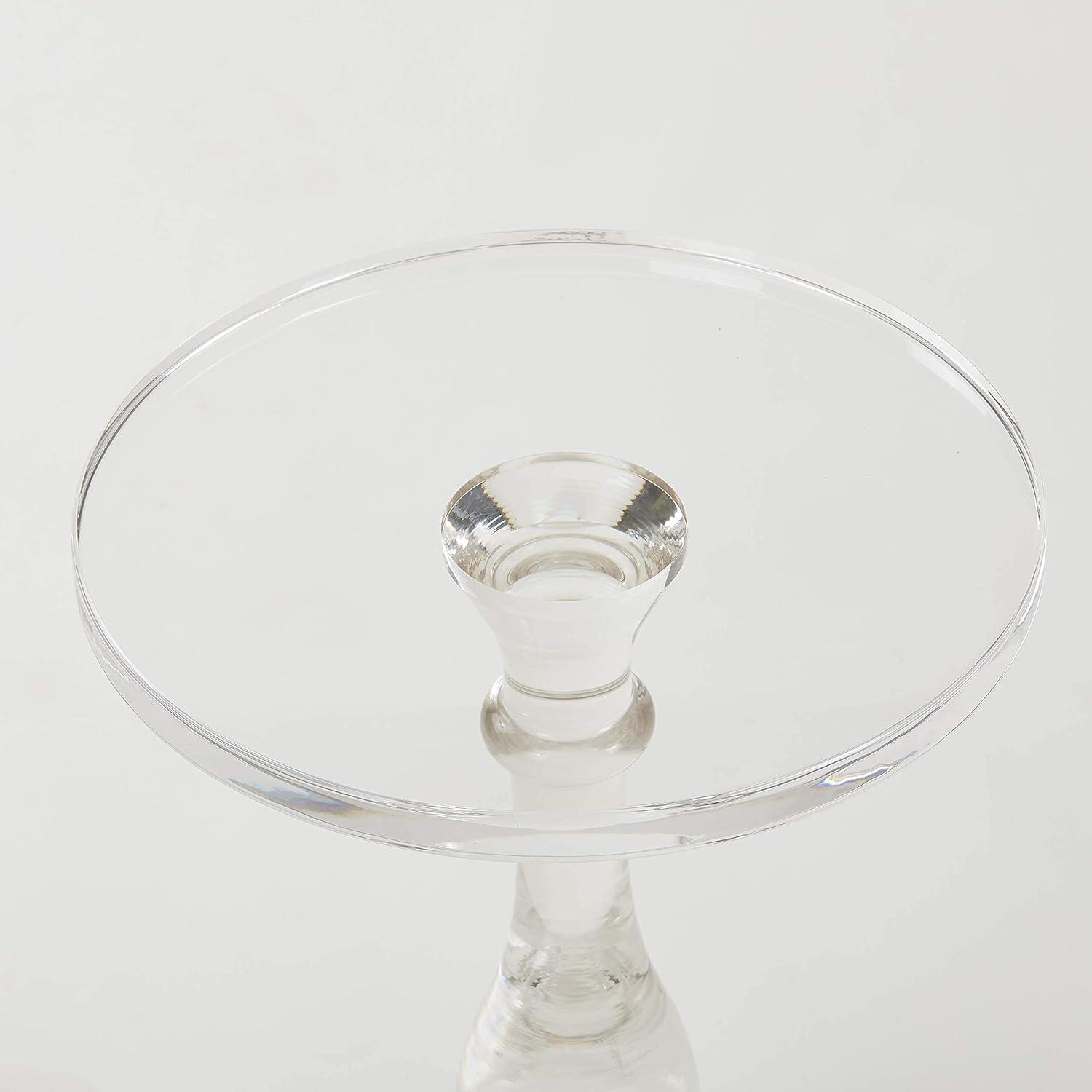 Clear Acrylic Round End Table with Solid Post