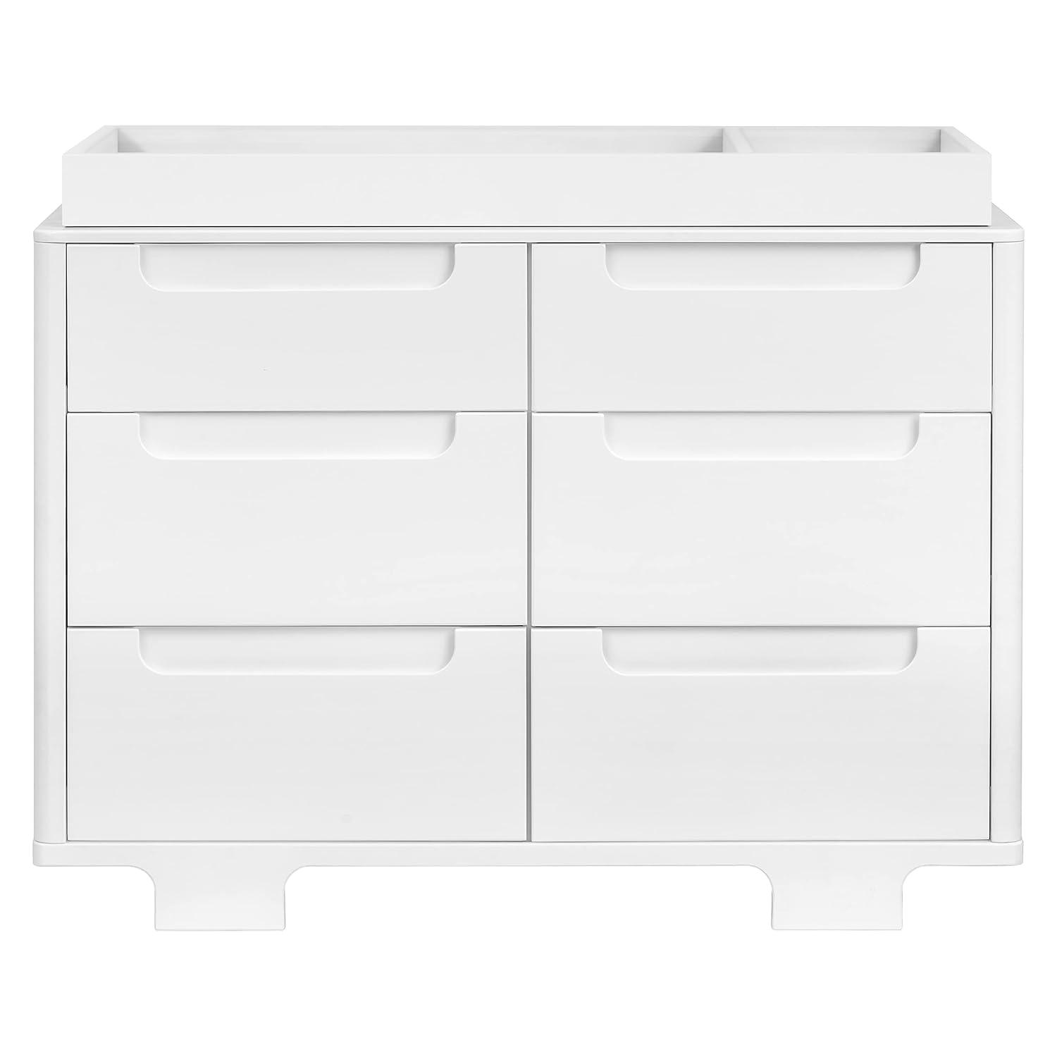 Yuzu Modern White 6-Drawer Dresser with Playful Arched Feet