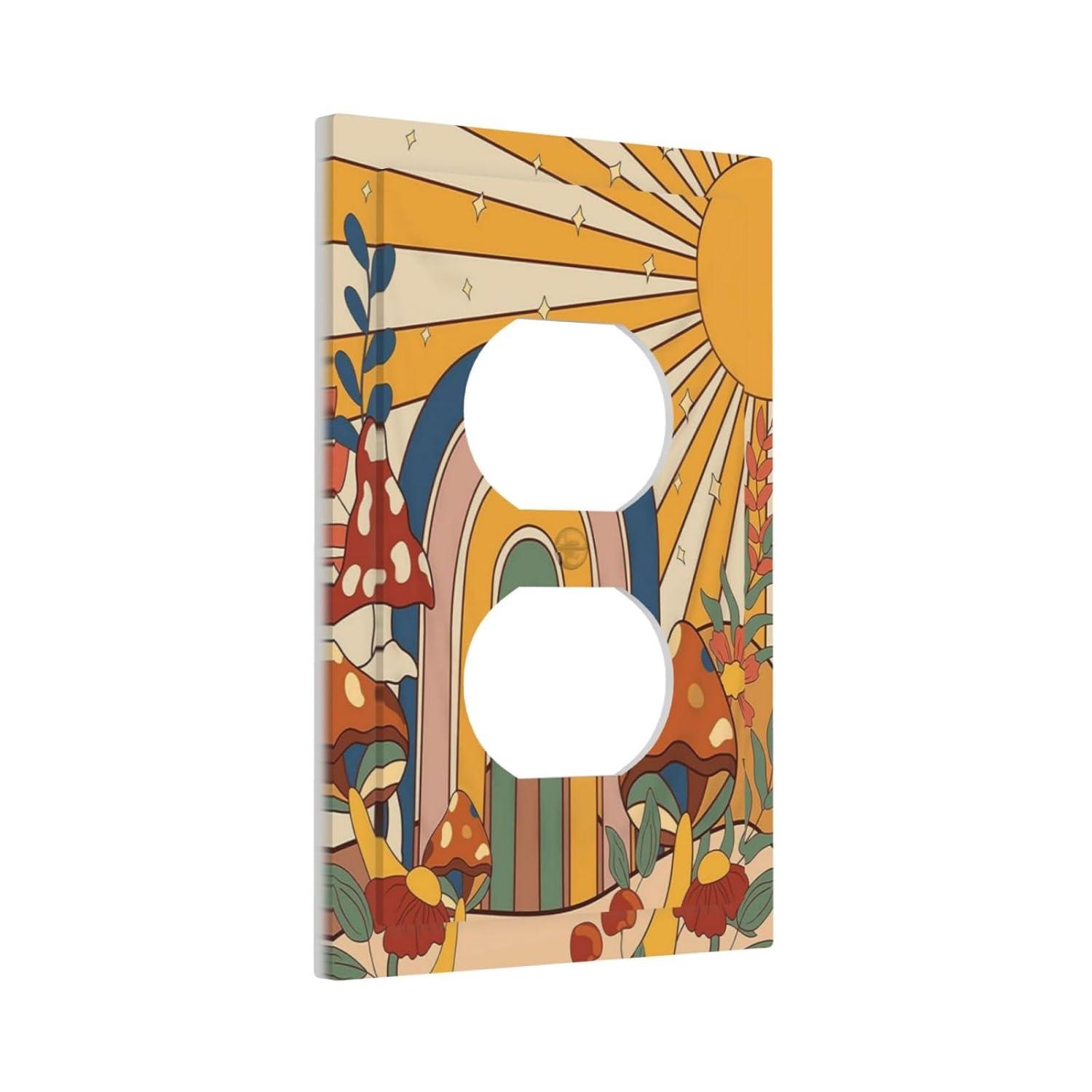 ZICANCN Outlet Covers Wall Plate, Sunflowers Nature Beige Background Light Switch Cover Decorative, Duplex Toggle Combo 1-Gang