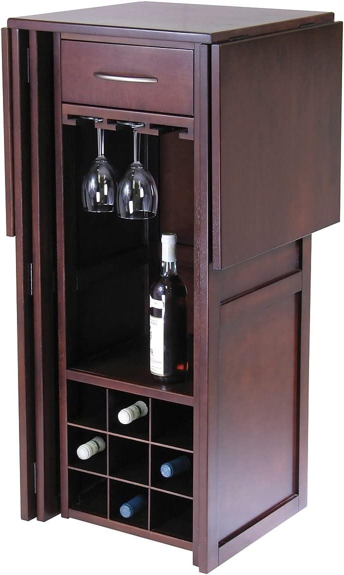 Winsome Wood Newport Expandable Entertainment Wine Bar, Walnut
