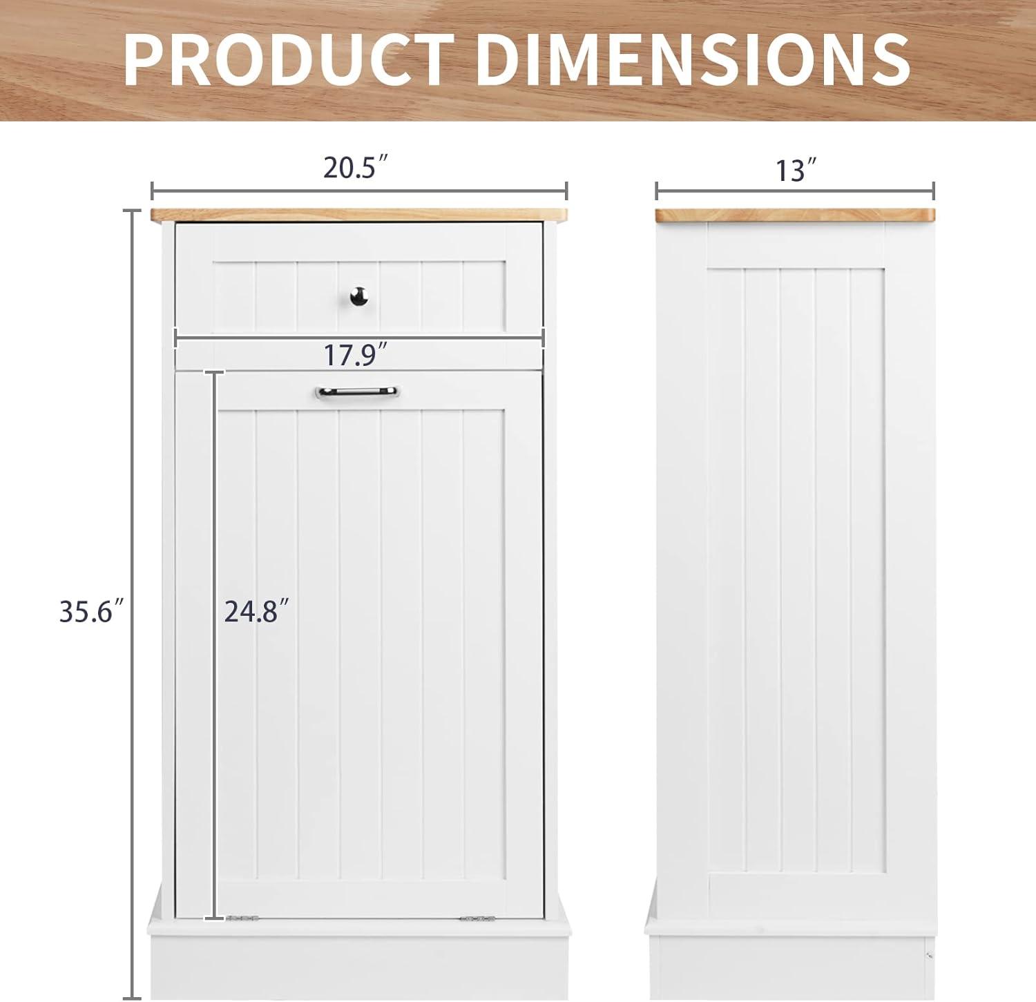 Aeloxis Havant Tilt Out Trash Cabinet 10 Gallon Wooden Free Standing (Not include trash can)