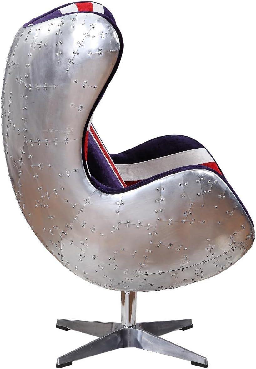 Brancaster Vintage England Flag Pattern Swivel Accent Chair in Aluminum