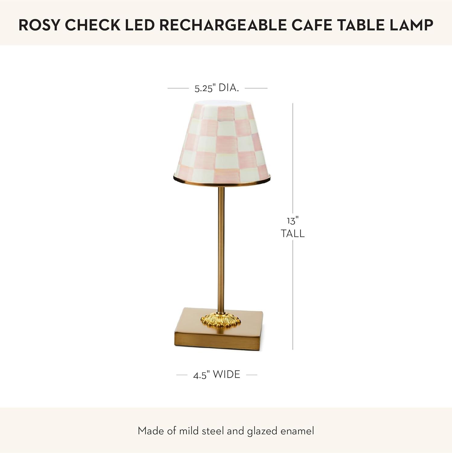 White and Pink Cordless LED Table Lamp with Brass Finish