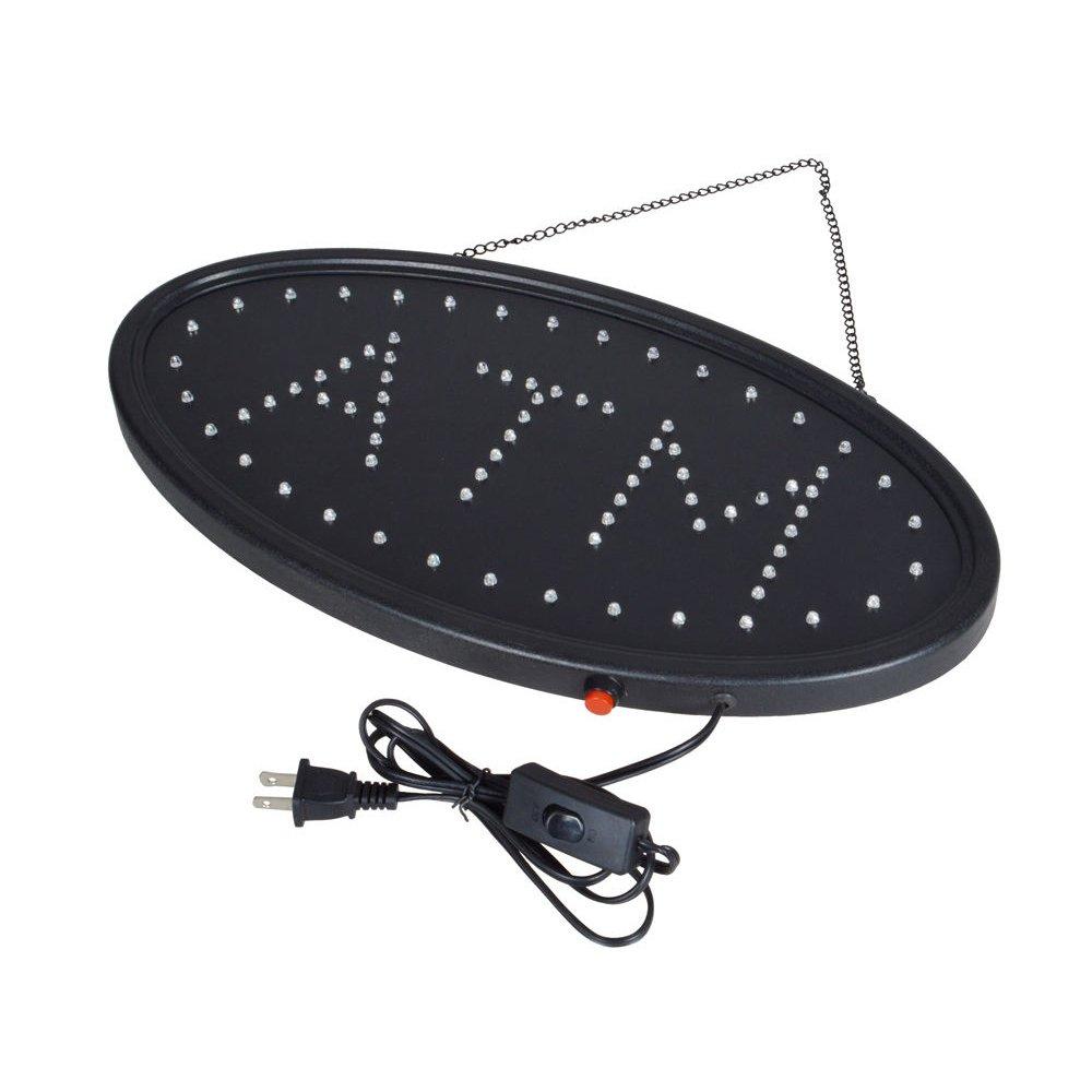 Boshen Led ATM Signs Decor for Bank Business Mart Shop Store Bar Cafe Now Open Sign Display On/Off Switch + Chain (19" Lx 10"W(Oval"ATM"))