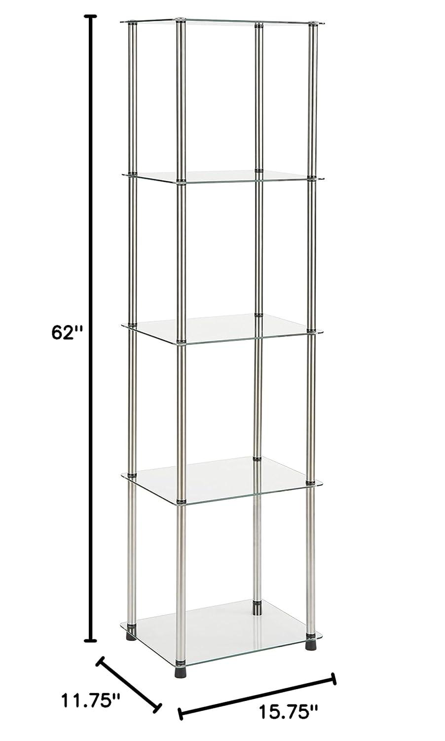 Convenience Concepts Designs2Go Classic Glass 5 Tier Tower Display Shelves, Glass