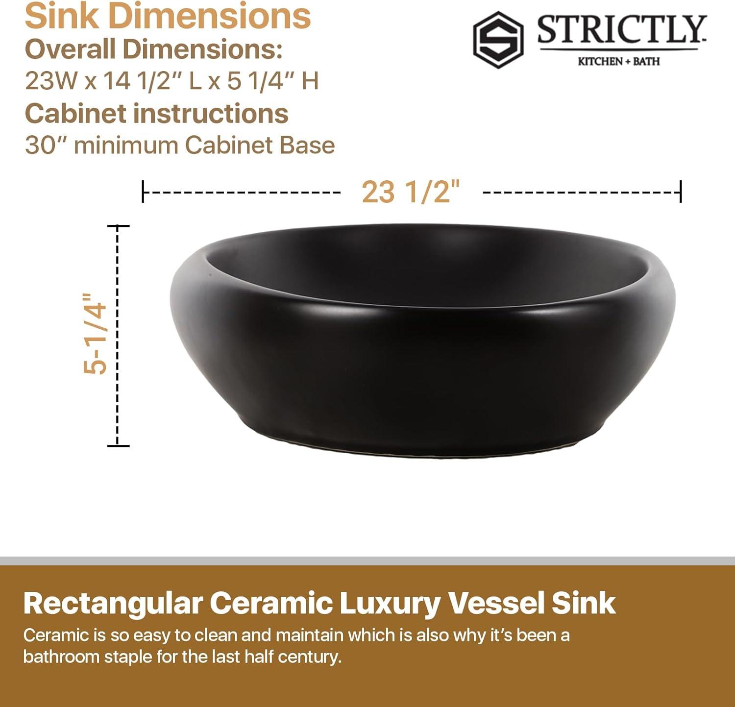 Matte Black Oval Ceramic Above-Counter Bathroom Sink