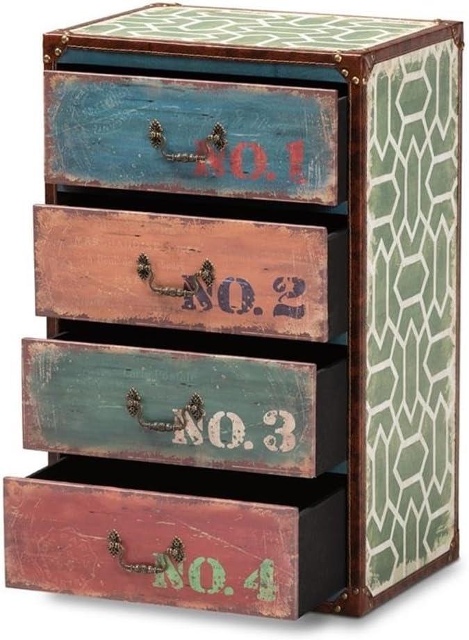 Bowery Hill Traditional 4-Drawer MDF Wood Accent Storage Chest in Multi-Color