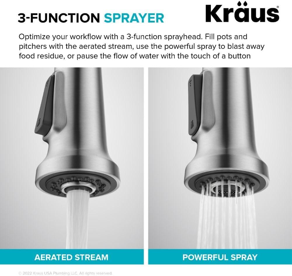 KRAUS Britt Commercial Style Single Handle Pull Down Kitchen Faucet