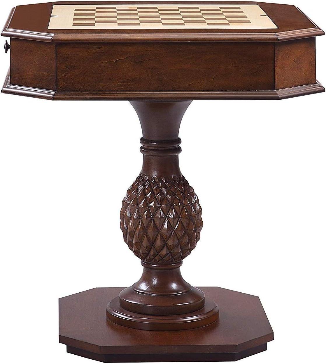 Traditional Cherry Brown Square Wooden Game Table with Reversible Tray