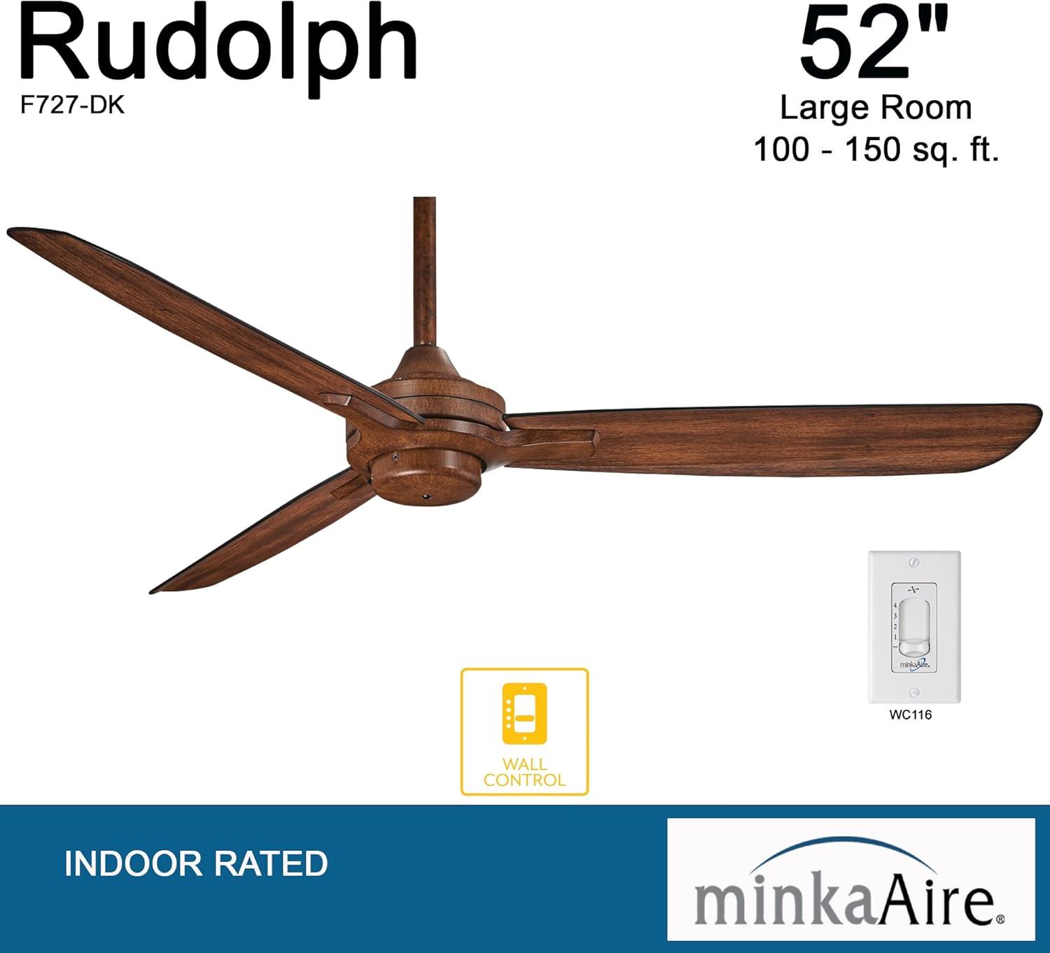 52" Rudolph 3-Blade Propeller Ceiling Fan with Wall Control