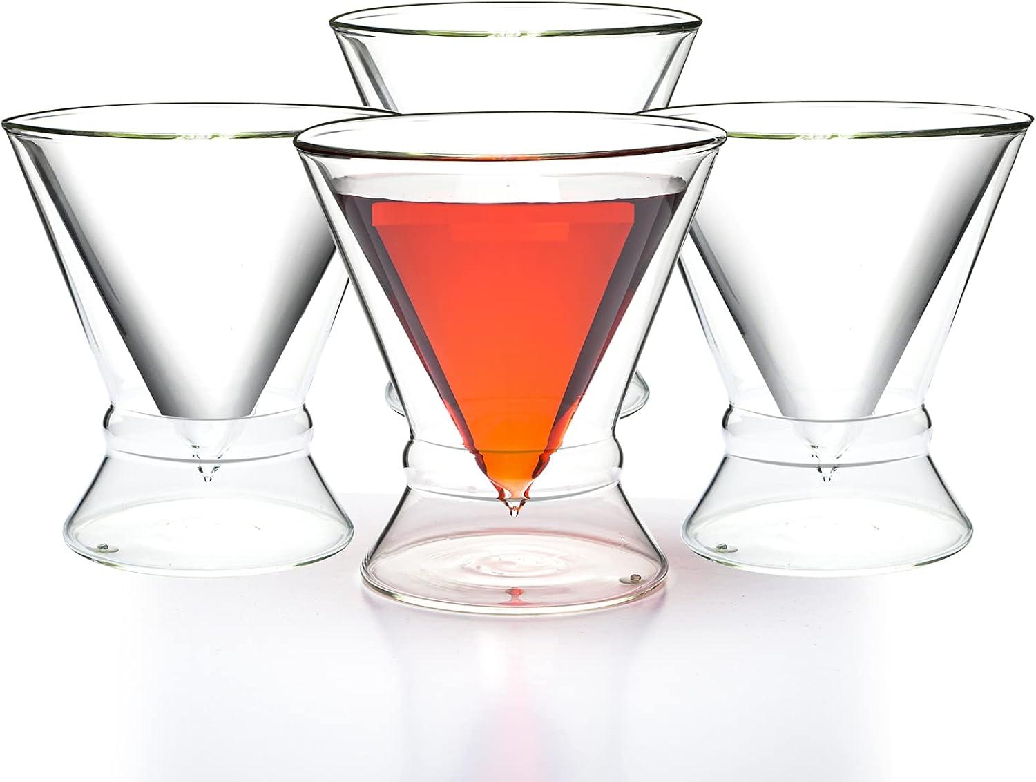 Double-Walled Stemless Martini Glasses 8oz (Set of 4)