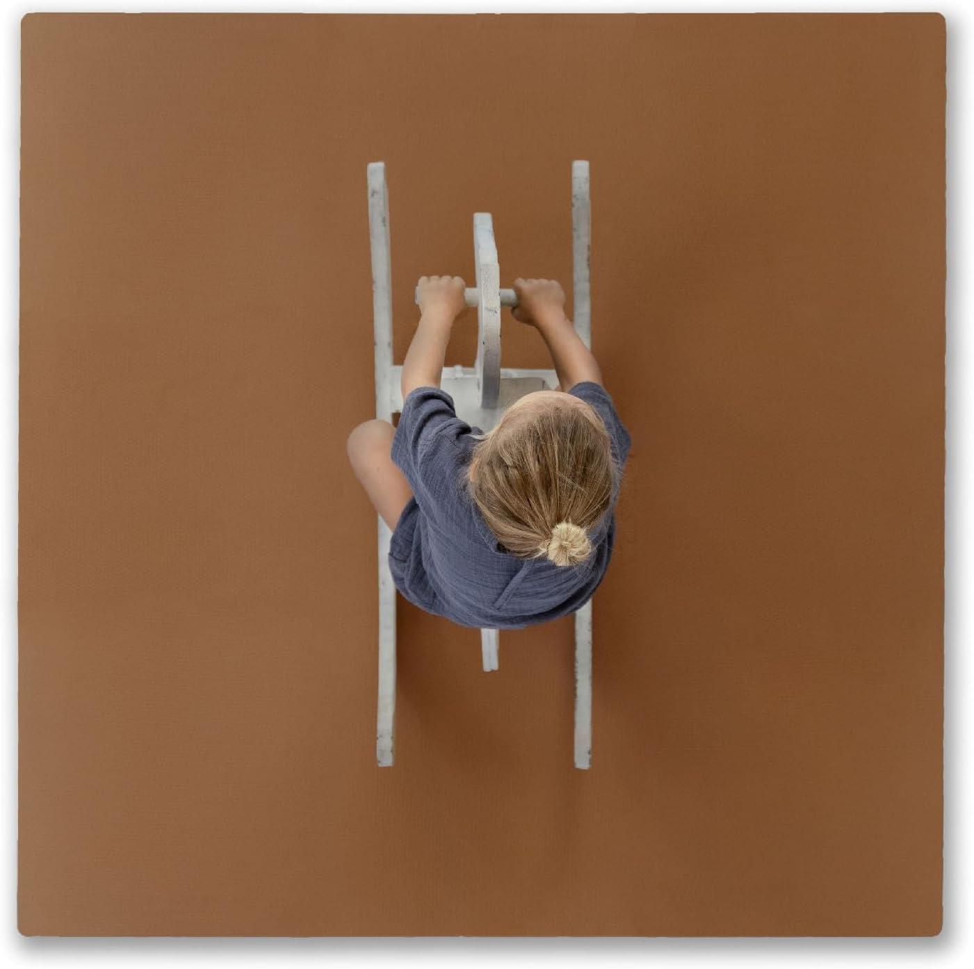 Camel Brown Non-Toxic Foam Baby Play Mat 4.3 x 4.3 ft